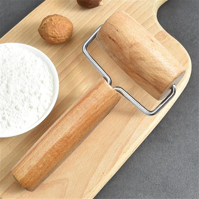 Small Rolling Pin, Wooden Dough Roller, Non-Stick Pizza Roller, Dough Baker Roller Set for Home Kitchen Baking Cooking,Multifunction Craft Clay Roller, Easy to Handle(7cm/2.75inch), Brown