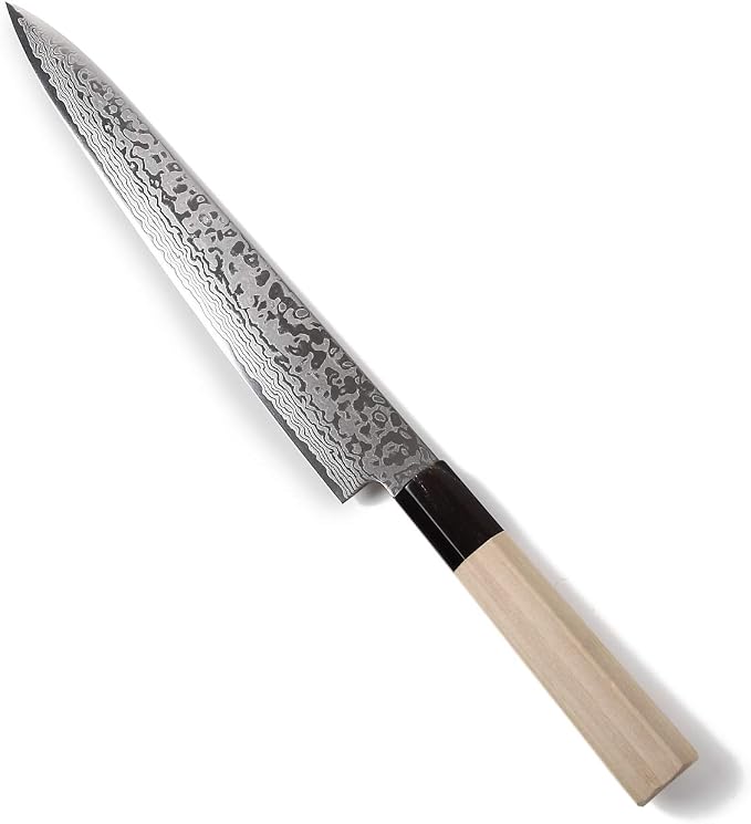 Japanese Sujihiki Knife Damascus ZA18 69 Layer Octagonal Magnolia Wood Handle, Slicer 9.5-inch (240mm)