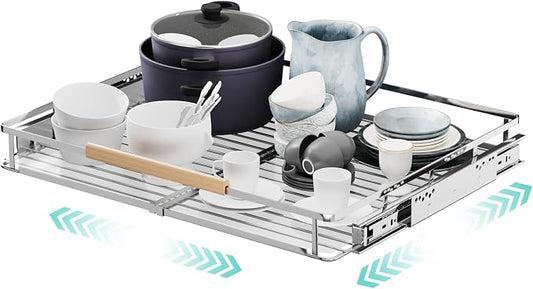 Expandable Pull Out Cabinet Organizer, 17.1-28" W x 22.5" D | Adjustable Width, Under Sink Storage, Drawer Storage Shelves, For Kitchen, Bathroom, Closet, Pantry, Cupboard