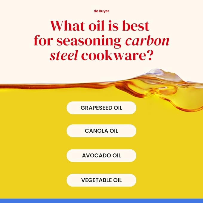 de Buyer MINERAL B Carbon Steel Steak Pan - 11” Diameter, 8.4” Cooking Surface - Ideal for Searing & Browning Meat - Naturally Non-Stick Finish - Made in France