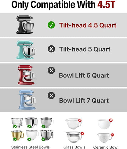 Silicone Bowl Liners for KitchenAid Tilt-Head 4.5QT Mixers, Kitchen Aid Accessories and Attachments for Baking and Cooking, Foldable Dishwasher Microwave Safe, 3pcs with Lids