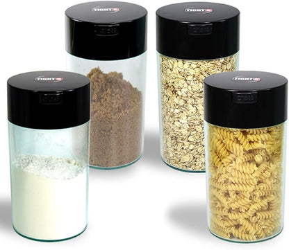 Tightvac - 3oz to 12 Ounce - Patented Airtight Container | Multi-use Vacuum Container Works as Smell Proof Containers for Herbs and Dry Goods. Green Black