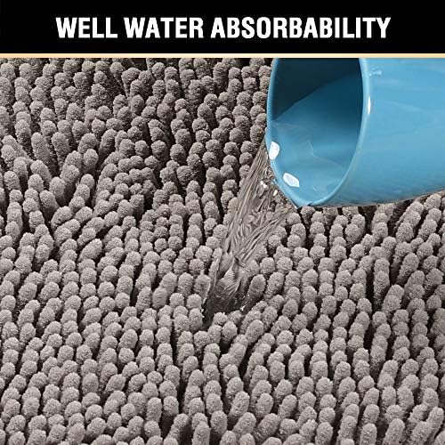 H.VERSAILTEX Microfiber Bath Rugs Chenille Floor Mat Ultra Soft Washable Bathroom Dry Fast Water Absorbent Bedroom Area Rugs, 24 x 42 - Inch, Dark Grey