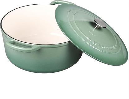 EDGING CASTING Enameled Dutch Ovens Cast Iron Dutch Oven Pot with Lid for Bread Baking, Cook, Dual Handle, 7 Quart, Sage Green