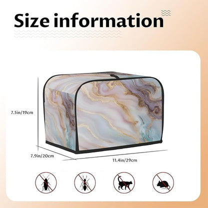 Marble Texture Toaster Cover 2 Slice Wide Slot Washable Toaster Covers | Gold Modern Dust and Fingerprint Protection Bread Maker Covers for Kitchen Accessories Decor Bakeware Women Gift