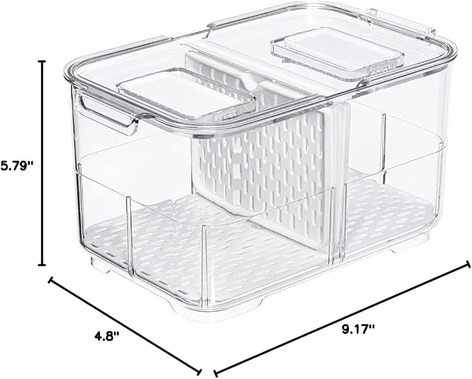SANNO Vegetable Fruit Storage Containers, Produce Saver Containers Refrigerator Storage Containers Fresh Produce Saver with Lids and Vents,Stackable Salad Lettuce Keeper for Refrigerator
