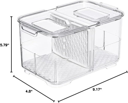 SANNO Vegetable Fruit Storage Containers, Produce Saver Containers Refrigerator Storage Containers Fresh Produce Saver with Lids and Vents,Stackable Salad Lettuce Keeper for Refrigerator