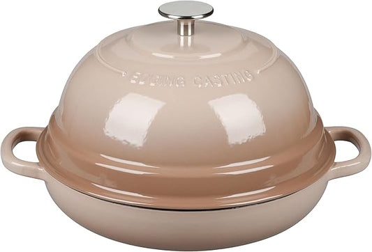 EDGING CASTING Enameled Cast Iron Dutch Oven Pot with Lid, Round Bread Oven for Homemade Sourdough Bread Baking, 6 Quart, Mocha