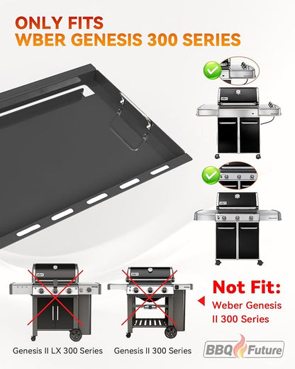 Full Size Griddle Insert for Weber Genesis 300 Series Gas Grills, 7524 Flat Top Grill Griddle Insert with Handles for Weber Genesis E310 E320 S330 EP310 EP320 EP330 CEP-310 Series, Carbon Steel