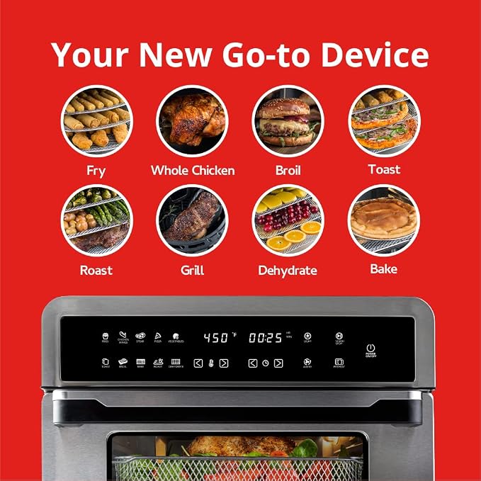 Aria 30 Qt. Touchscreen Toaster Oven with Recipe Book, Brushed Stainless Steel