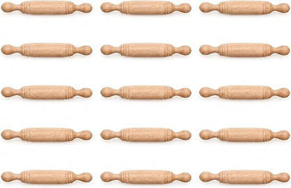 LUOZZY 15Pcs Miniature Wooden Rolling Pin Set - 2 Inch Craft Rolling Pin Models, Mini Baking Tool for DIY Scenes and Decorative Displays