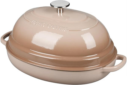 EDGING CASTING Enameled Oval Cast Iron Dutch Oven Pot with Lid, Bread Dutch Oven for Sourdough Bread Baking, Dutch Oven Bread, Bread Oven, 6QT, Mocha