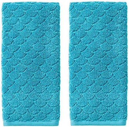 SKL Home Ocean Watercolor Scales Hand Towel Set-2pc, 100% Cotton, Blue