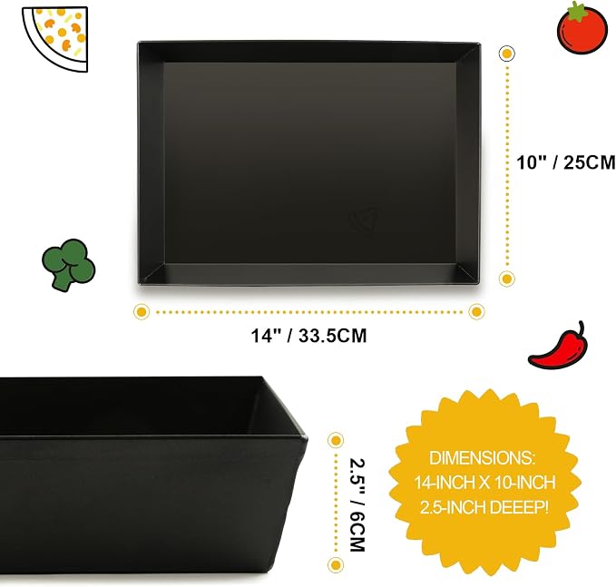 Detroit Style Pizza Pan 10x14x2.5 (Non-Stick, BPA & PFOA Free) Heat-Resistant Up to 500°F, Pre-Seasoned Authentic Hard Anodized Detroit Deep Dish Pizza Pan, Five-Year Free -Replacement