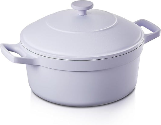 BEZIA 5.7 Quart Nonstick Ceramic Dutch Oven Style Stock Pot with Lid, Lightweight Die-Cast Aluminum Cooking Pot for Family Stew & Braising, Induction Ready Soup Pot, Oven Safe, Serves 3-5 People