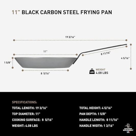 Matfer Bourgeat Black Carbon Steel Frying Pan, 11"