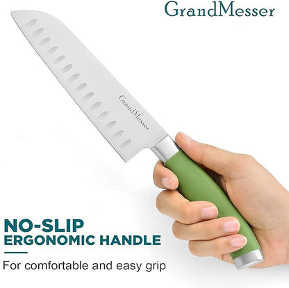 Kitchen Knives, 2 Piece Ultra Sharp 8 inch Chef Knife and 7 inch Santoku Knife, German Carbon Stainless Steel Forging Cooking knife Set, with Ergonomic Handle and Gift Box