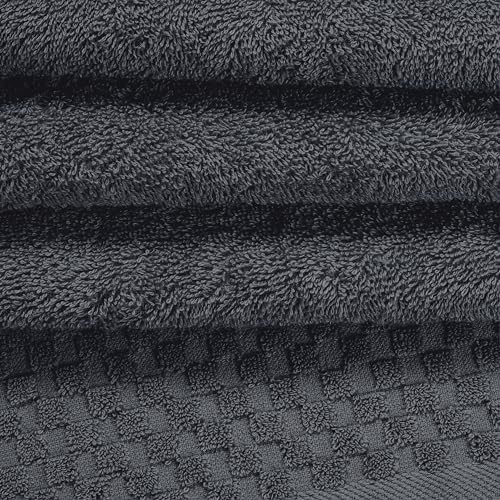 MyOwn Premium Cotton 6 Pack Towel Set for Bathroom, Contains 2 Bath Towels 28x55 inch, 2 Hand Towels 16x24 inch & 2 Wash Coths 12x12 inch, Ideal Everyday use, Compact & Lightweight - Charcoal Grey