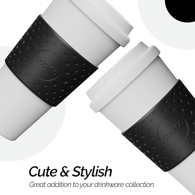 Copco Acadia 16oz Travel Mug - Double-Wall Insulated Tumbler, Non-Slip Sleeve & BPA-Free - Microwave & Dishwasher Safe, Reusable Plastic Coffee Mug for Office & Travel (Black)