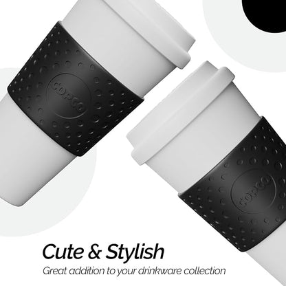 Copco Acadia 16oz Travel Mug - Double-Wall Insulated Tumbler, Non-Slip Sleeve & BPA-Free - Microwave & Dishwasher Safe, Reusable Plastic Coffee Mug for Office & Travel (Black)