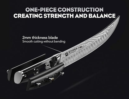 WIZEKA Carving Knife-10 Real Damascus Breaking Knife,Razor Sharp Butcher knife Curved Scimitar Brisket Knife for Meating Cutting with G10 Handle