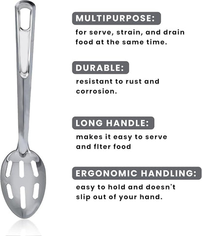 4 Pack Kitchen Slotted Spoon Stainless Steel, Stiring Large Spoons, 13 Inch Metal Slotted Spoon, Cooking Serving with Holes