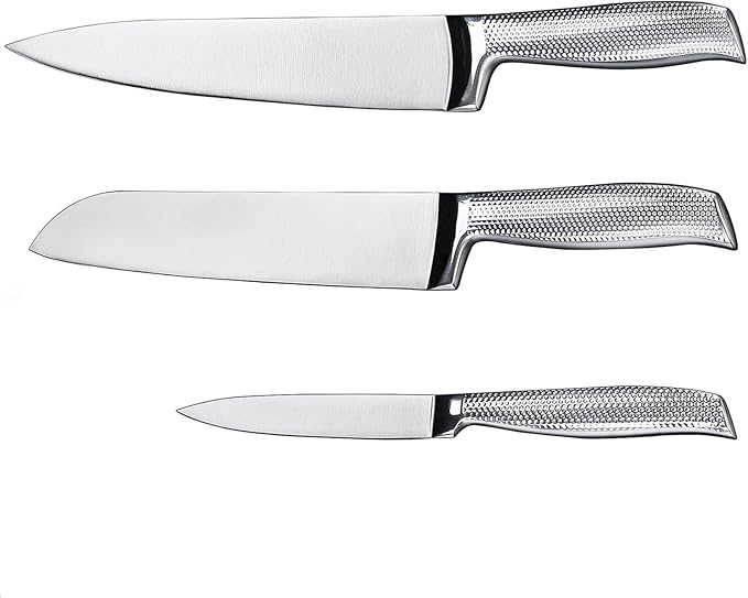3-Piece Chef Knives Set, Razor Sharp Kitchen Knives with Ergonomic Non-Slip Handle & Sturdy Blade, 8” Chef, 7" Santoku, 5" Utility Knife, for Home Cooks & Professional Chefs