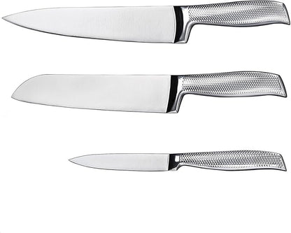 3-Piece Chef Knives Set, Razor Sharp Kitchen Knives with Ergonomic Non-Slip Handle & Sturdy Blade, 8” Chef, 7" Santoku, 5" Utility Knife, for Home Cooks & Professional Chefs