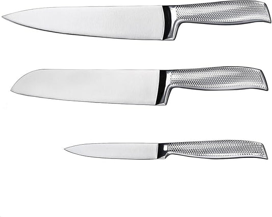 3-Piece Chef Knives Set, Razor Sharp Kitchen Knives with Ergonomic Non-Slip Handle & Sturdy Blade, 8” Chef, 7" Santoku, 5" Utility Knife, for Home Cooks & Professional Chefs