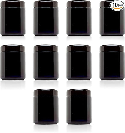 Infinity Jars, Premium Airtight Ultraviolet Glass Jar 250  ML (8.3 fl oz) Pack 10 Smell Proof, Antistatic, Light Blocking Container for Herbs, Coffee, Tea & Spices Durable, Travel-Friendly Storage