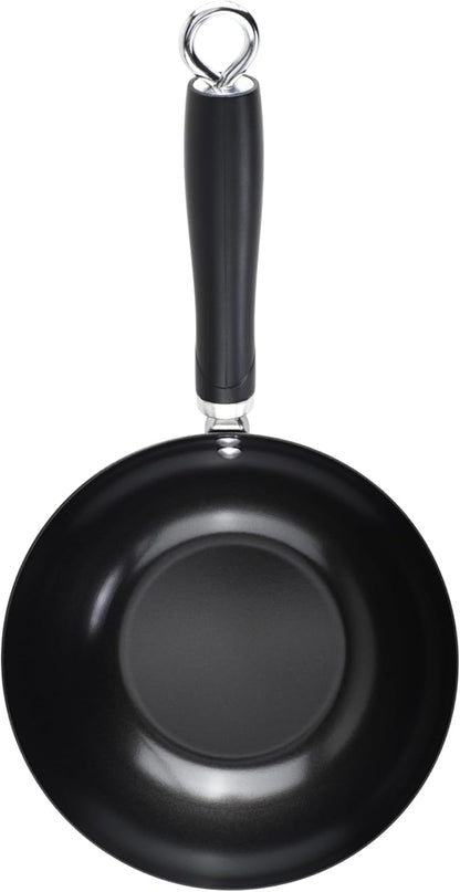 GoodCook Everyday Nonstick Wok, 8-Inch, Black, Carbon Steel Small Wok, High Wall Construction, Flat Base, Ergonomic Flame Guard Handle, Non-Stick Wok Pan for Stir Fry and Sautéing