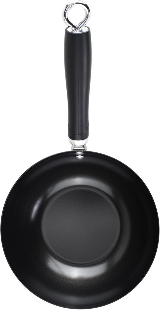 GoodCook Everyday Nonstick Wok, 8-Inch, Black, Carbon Steel Small Wok, High Wall Construction, Flat Base, Ergonomic Flame Guard Handle, Non-Stick Wok Pan for Stir Fry and Sautéing