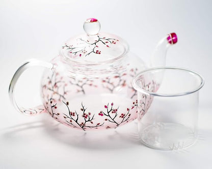 Cherry Blossom Teapot with Cups and Saucers Elegant Tea Set Women Hand Painted Personalized Mother's Day Gift Handmade Luxurious Tea Accessories for Tea Party Japanese Style Teapot Set