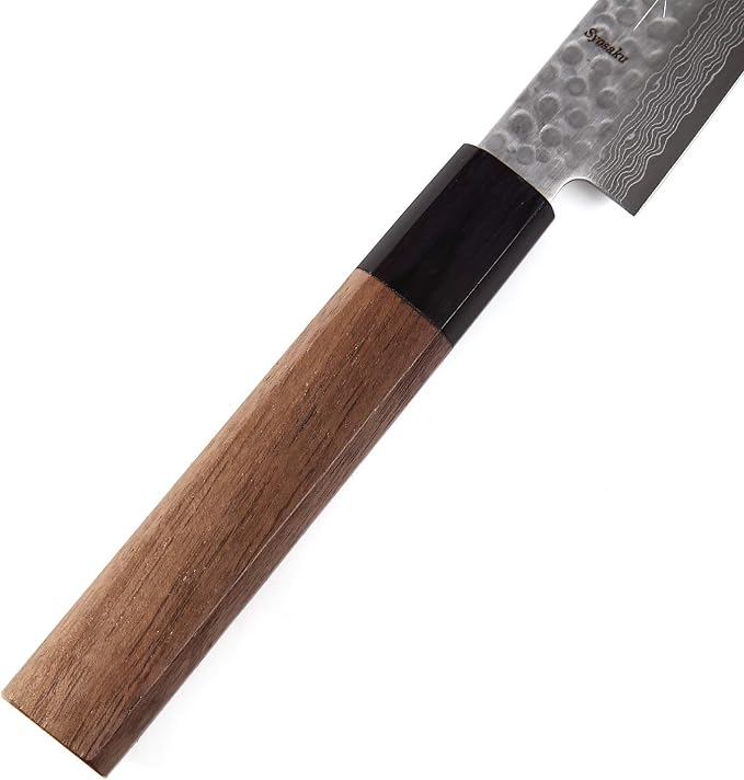 Japanese Petty Knife Hammered Damascus VG-10 46 Layer Octagonal Walnut Handle, 6-inch (150mm)