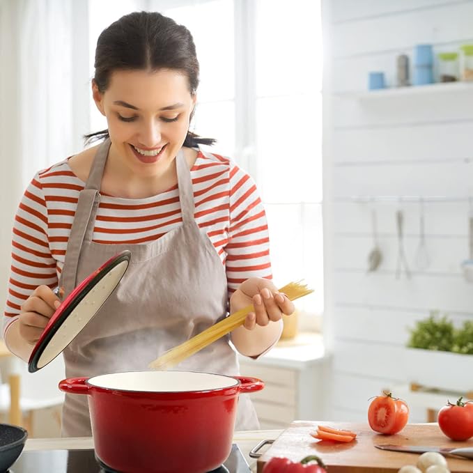 COOKWIN Cast Iron Dutch Oven,3 QT Dutch Oven Pot with lid Heavy Duty Dutch Ovens Enameled Cast Iron Pot Dual Handles Cookware for Baking Bread,Braiser,Soup,Meat, Ideal for Family, Cerise