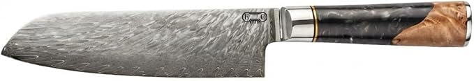Tidal Black - 7" Santoku Knife - Damascus