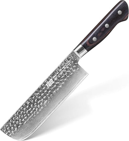 FINDKING 7 Inch Japanese Nakiri Knife, Straight-Edged Vegetable Cleaver for Efficient Chopping and Mincing, Specialized Usuba Milk Street Knife (Raven Series)