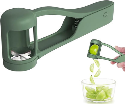 Luvan Grape Cutter for Toddlers 1-3, Grape Slicer Kitchen Gadget for Vegetable Fruit Salad Cake Decor, Stainless Steel Grape Quarter Cutter Tool for Cherry Tomato Strawberry Blueberry - Green