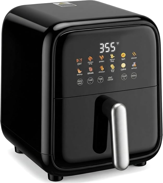 OLIXIS Air Fryer with Window 7.9QT, 12-In-1 Large Air Fryer for Family, 400°F Rapid Air Crispy Technology, Roast Bake Dehydrate Reheat, Nonstick & Easy-Clean Basket, 1800W, Black