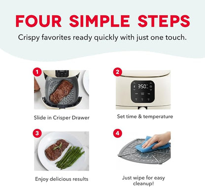 Dash Tasti-Crisp™ Digital Air Fryer – 2.6 Quart Small Compact Mini Air Fryer for French Fries, Nuggets & More, 1-2 People, Auto Shut Off, Adjustable Temp, Dishwasher Safe Parts - Cream