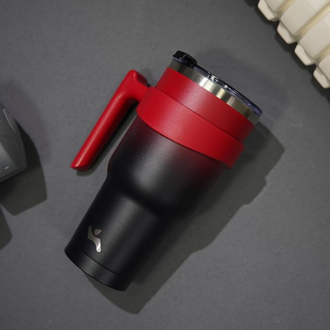 Konokyo 40 oz Tumbler with Handle and 2 Straw 2 Lid, Insulated Water Bottle Stainless Steel Vacuum Cup Reusable Travel Mug,Mystic Moon