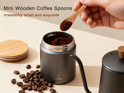 6 Piece Small Wooden Spoons Set - Premium Beech Wood Spoons in 3 Sizes (4.9", 5.9", 7.1") for Honey, Tea, Coffee, Multi-Purpose Mini Teaspoons Utensils for Ice Cream and Soup