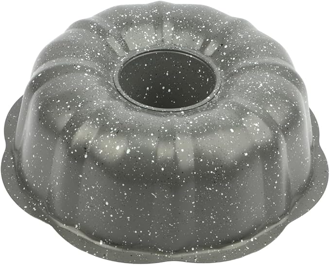 David Burke 9" Fluted Bake Pan – Carbon Steel Bundt Cake Pan – Gray Speckle