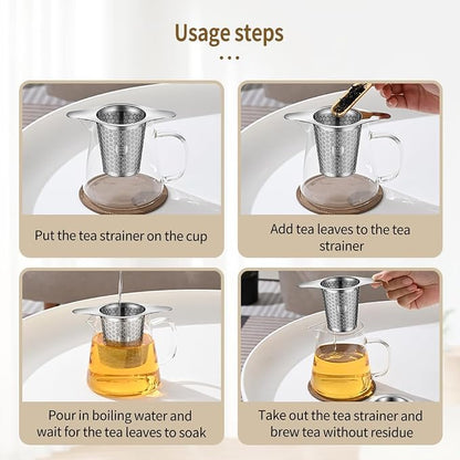 2Pack Tea Infuser Strainers, 316 Stainless Steel Loose Leaf Tea Strainer Stepper with Double Handles, Extra Fine Mesh Ball Infusers, Diffuser Holder Filter for Mugs