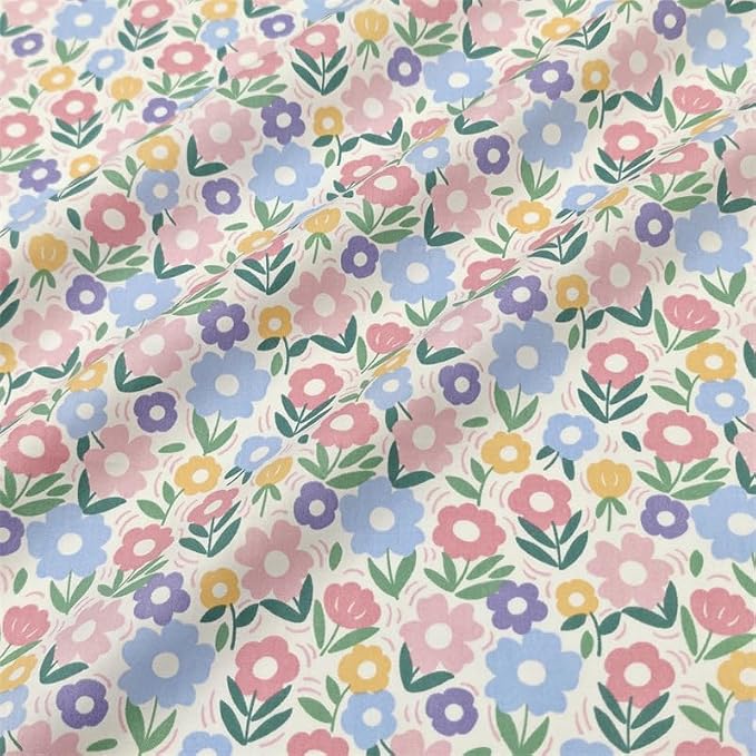 14 Colors Floral Cotton Fabric Squares - 42 Pcs 5x5 Inch Precut Quilting Bundle, 3 of Each Color | Retro Ditsy Print Charm Pack for Sewing, Patchwork & DIY Crafts