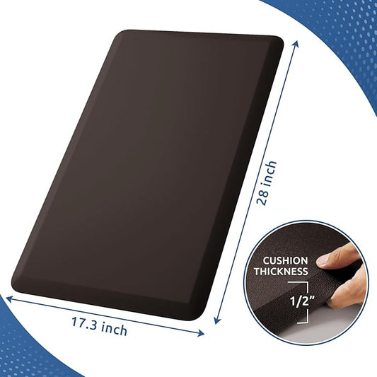 KitchenClouds Kitchen Mat Cushioned Anti Fatigue Rug 17.3"x28" Water Resistant Non Slip Standing Desk Mat Comfort Floor Mats for Kitchen House Sink Office (Chocolate)