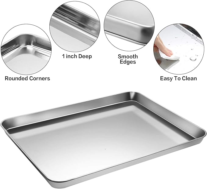9 Pcs Stainless Steel Baking Sheet Tray Cooling Rack with Silicone Baking Mat Set, and 6 Pcs Glass Measuring Cups with Lids Set, for baking, Kitchen