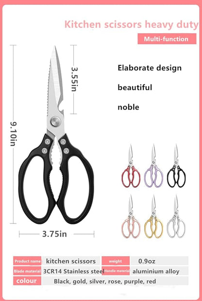 AWinjoy Heavy Duty Sharp Kitchen Scissors, Dishwasher Safe, Cooking Shears for Meat, Chicken, Fish, Poultry, Herb, Bread (Black)