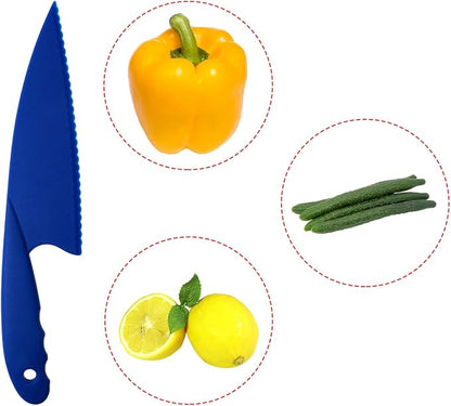 PENTA ANGEL 6 Colors Plastic Kitchen Knife Set Nylon Knife Children Safety Cooking Chef Knives for Fruit Lettuce Vegetable Salad Bread (6 Colors)