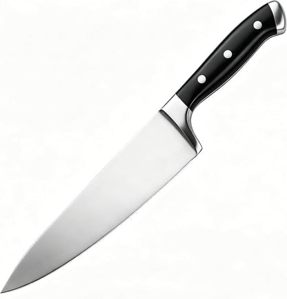 Classic 8 Inch High Carbon Steel Chef Knife, Triple Rivet Kitchen Knives with Ergonomic Handle, Ultra Sharp Cooking Knife for Meat, Vegetable and Fruit